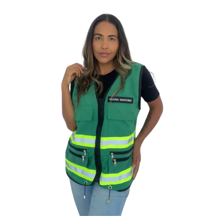 Colete verde personalizado, vista frontal
